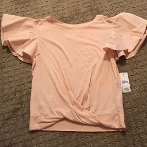 BP Ruffle Sleeve Twist Hem Tee